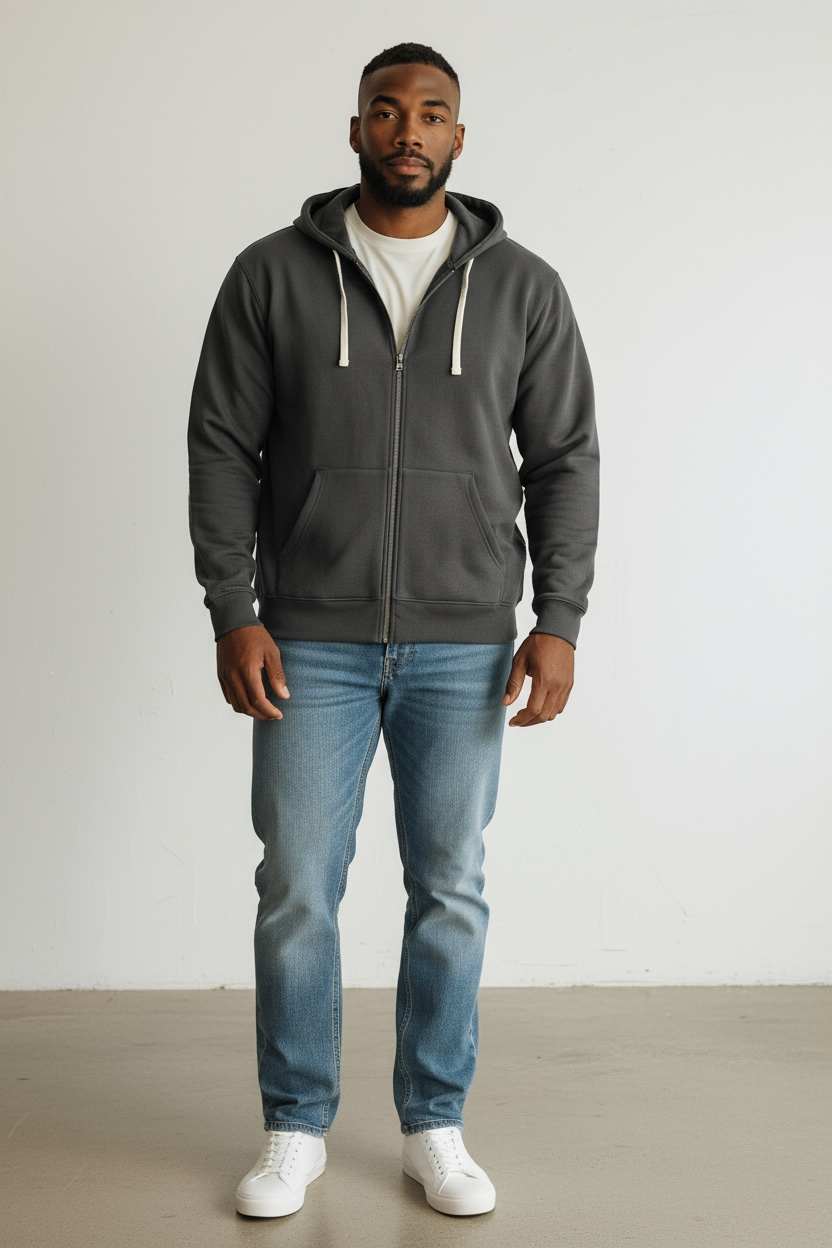 Felpa Zip e Cappuccio